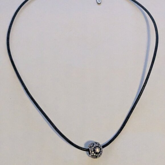 PANDORA ALE Black Corded "Inner Radiance" Charm 925 Sterling Silver Necklace - Picture 1 of 10